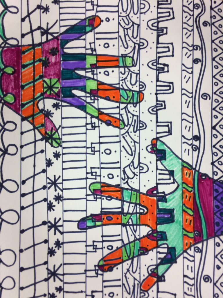 Line Design Hands | Mrs. Art Teacher Lady