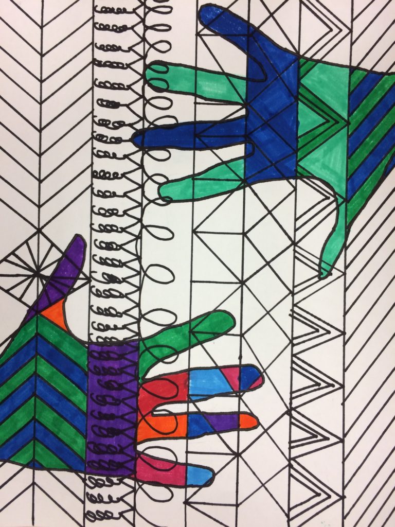 Line Design Hands | Mrs. Art Teacher Lady